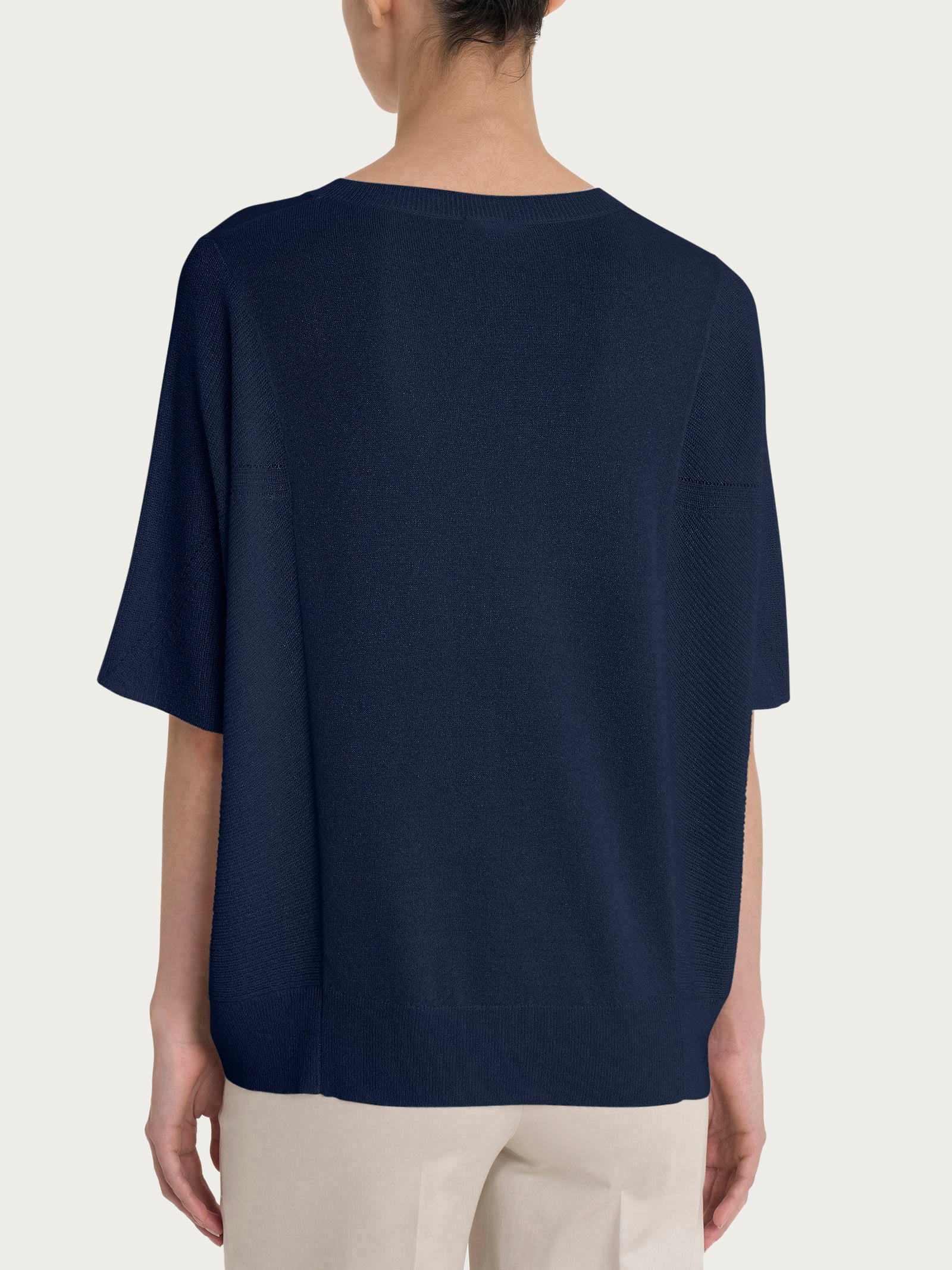 Maglia con scollo a V in Crêpe Lurex Blu Donna - Ragno