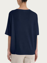 Maglia con scollo a V in Crêpe Lurex Blu Donna - Ragno
