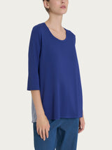 Maglia con retro con stripes in Misto Viscosa Blu Donna - Ragno