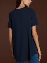 beYOUtiful Homewear – Maglietta girocollo in cotone elasticizzato  Blu Donna - Ragno