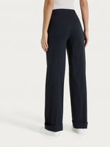 Pantalone ampio con tasche e risvolto in Super Fresh Neri Donna - Ragno
