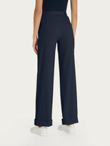 Pantalone ampio con tasche e risvolto in Super Fresh Blu Donna - Ragno