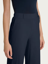 Pantalone ampio con tasche e risvolto in Super Fresh Blu Donna - Ragno