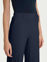 Pantalone ampio con tasche e risvolto in Super Fresh Blu Donna - Ragno