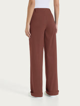 Pantalone ampio con tasche e risvolto in Super Fresh Marroni Donna - Ragno