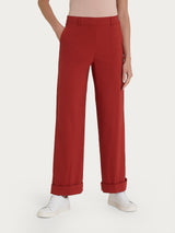 Pantalone ampio con tasche e risvolto in Super Fresh Rossi Donna - Ragno