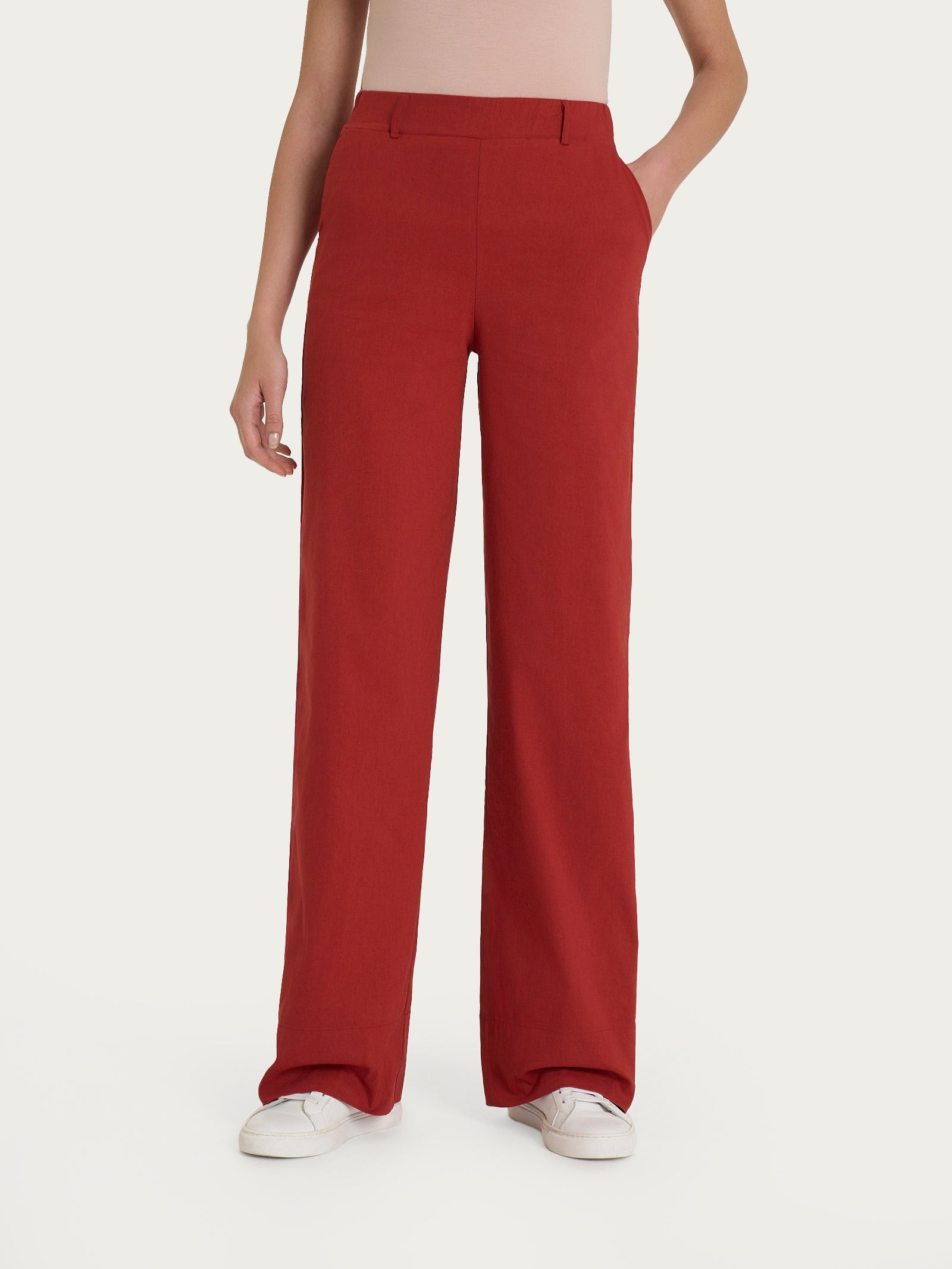 Pantalone ampio con tasche e risvolto in Super Fresh Rossi Donna - Ragno