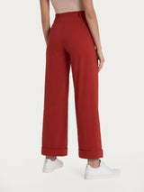 Pantalone ampio con tasche e risvolto in Super Fresh Rossi Donna - Ragno