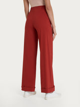 Pantalone ampio con tasche e risvolto in Super Fresh Rossi Donna - Ragno