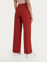 Pantalone ampio con tasche e risvolto in Super Fresh Rossi Donna - Ragno