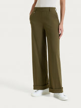 Pantalone ampio con tasche e risvolto in Super Fresh Verdi Donna - Ragno