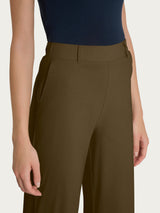 Pantalone ampio con tasche e risvolto in Super Fresh Verdi Donna - Ragno