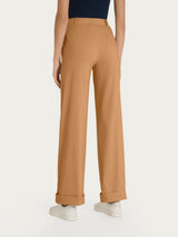 Pantalone ampio con tasche e risvolto in Super Fresh Marroni Donna - Ragno