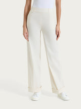 Pantalone ampio con tasche e risvolto in Super Fresh Bianchi Donna - Ragno