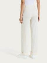 Pantalone ampio con tasche e risvolto in Super Fresh Bianchi Donna - Ragno