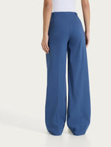 Pantalone ampio con tasche e risvolto in Super Fresh Blu Donna - Ragno