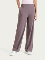 Pantalone ampio con tasche e risvolto in Super Fresh Marroni Donna - Ragno