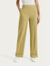 Pantalone ampio con tasche e risvolto in Super Fresh Verdi Donna - Ragno