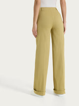 Pantalone ampio con tasche e risvolto in Super Fresh Verdi Donna - Ragno