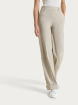 Pantalone ampio con tasche e risvolto in Super Fresh Marroni Donna - Ragno