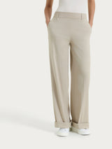 Pantalone ampio con tasche e risvolto in Super Fresh Marroni Donna - Ragno