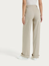 Pantalone ampio con tasche e risvolto in Super Fresh Marroni Donna - Ragno