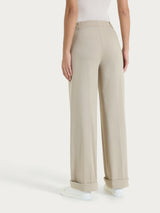 Pantalone ampio con tasche e risvolto in Super Fresh Marroni Donna - Ragno