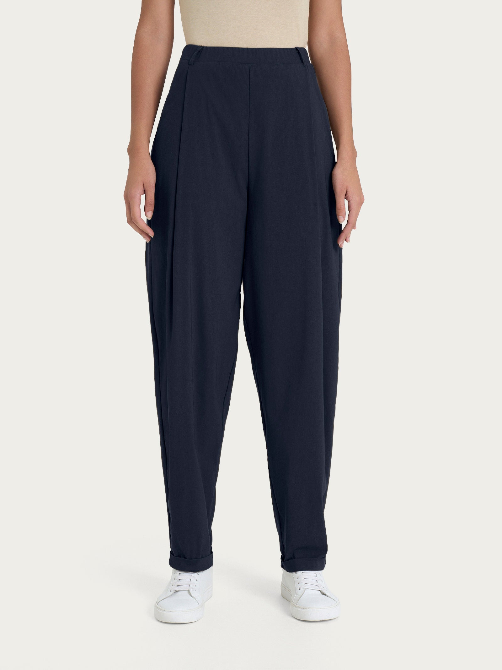 Pantalone a carota con tasche e pinces in Super Fresh Blu Donna - Ragno