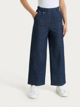 Jeans ampio alla caviglia con strass in Light Denim Viola Donna - Ragno