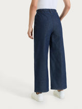 Jeans ampio alla caviglia con strass in Light Denim Viola Donna - Ragno