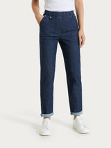 Jeans carota con tasche e strass in Light Denim Viola Donna - Ragno