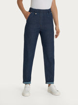 Jeans carota con tasche e strass in Light Denim Viola Donna - Ragno