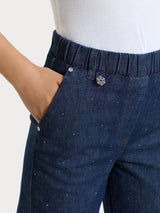 Jeans carota con tasche e strass in Light Denim Viola Donna - Ragno