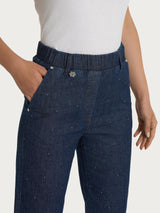 Jeans carota con tasche e strass in Light Denim Viola Donna - Ragno