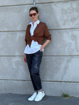 Jeans carota con tasche e strass in Light Denim Viola Donna - Ragno