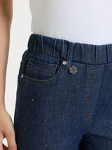 Jeans dritto con tasche e strass in Light denim Viola Donna - Ragno