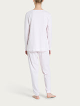 Pijama largo liso con cuello en V, de jersey de algodón, color morado, para mujer - Ragno