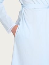 Bata de manga larga con cinturilla de jersey de algodón azul claro para mujer - Ragno