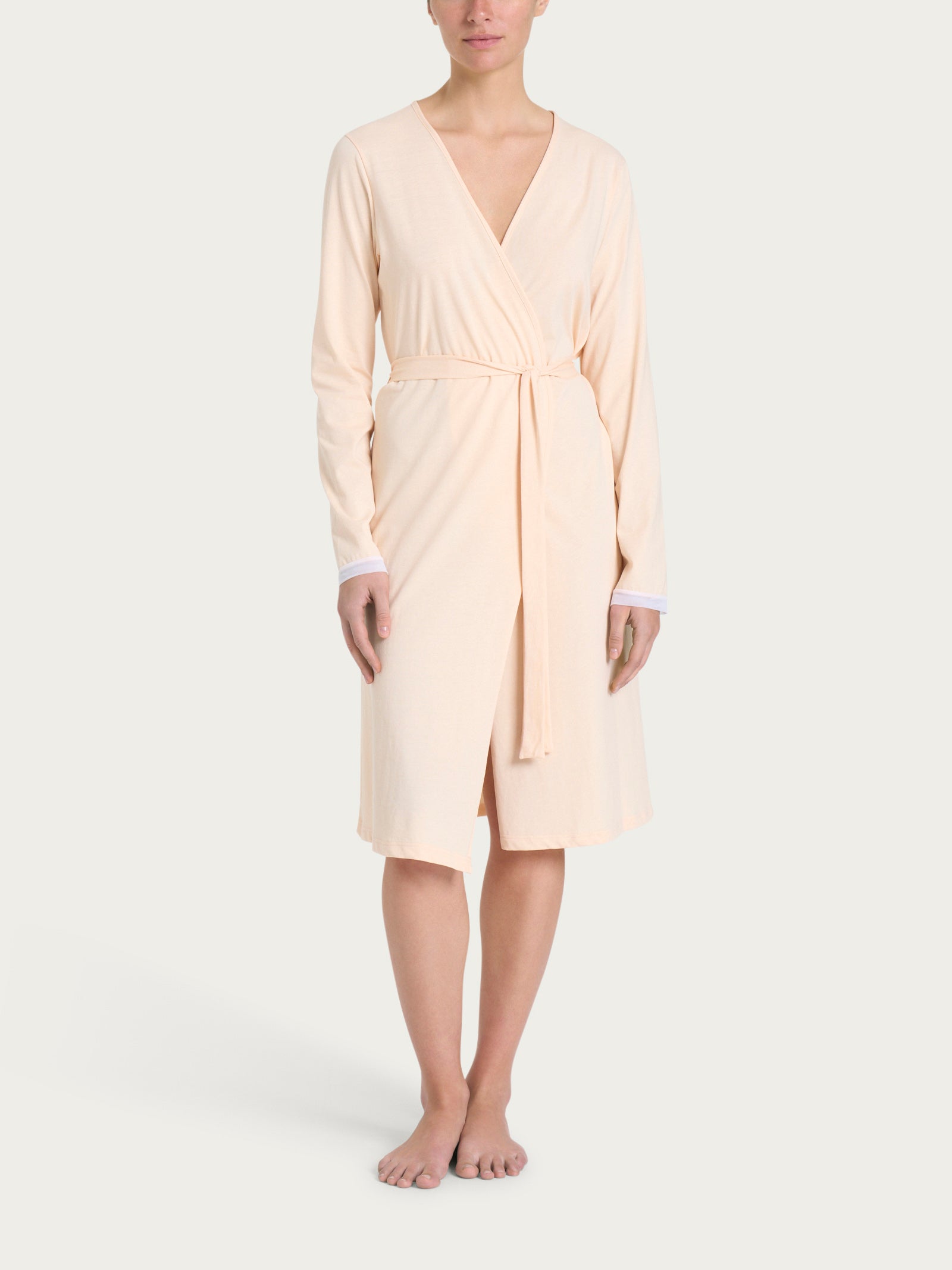 Vestaglia a manica lunga con fascetta in Jersey di Cotone Pale Peach
