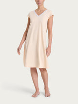 Camicia da notte tinta unita con scollo a V in Jersey di Cotone Arancioni Donna - Ragno
