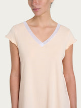 Camicia da notte tinta unita con scollo a V in Jersey di Cotone Arancioni Donna - Ragno