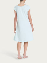 Camicia da notte tinta unita con scollo a V in Jersey di Cotone Azzurri Donna - Ragno