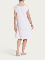 Camicia da notte tinta unita con scollo a V in Jersey di Cotone Viola Donna - Ragno