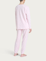Pigiama aperto con scollo a V e soffioni in Jersey di Cotone Rosa Donna - Ragno