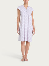 Camicia da notte aperta con nervature in Jersey di cotone Rosa Donna - Ragno