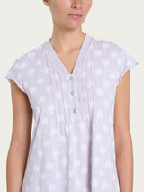 Camicia da notte aperta con nervature in Jersey di cotone Rosa Donna - Ragno