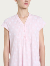Camicia da notte aperta con nervature in Jersey di cotone Rosa Donna - Ragno