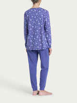 Pigiama serafino con arricciatura in Jersey di cotone 40-52 Blu Donna - Ragno