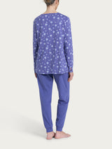 Pigiama aperto con arricciatura in Jersey di Cotone 40-52 Blu Donna - Ragno