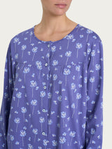 Pigiama aperto con arricciatura in Jersey di Cotone 40-52 Blu Donna - Ragno